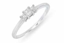 18 Ayar Beyaz altn, prenses kesim prlanta tria yzk 0,13 ct TR6007  Arlk :1,70 gr