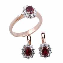 Prlanta takm 18 ayar toplam 0,80 ct prlanta ve 2,01 ct Yakut - TK5002KZ  