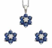 18 ayar toplam 0,12 ct prlanta ve 1,22 ct safir Takm TK7004   Arlk :3,62 gr