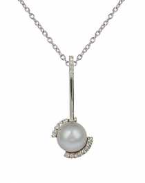 Koak 18 Ayar 0,06 ct Prlanta ve nci Kolye KLY0972  Arlk :4,14 gr