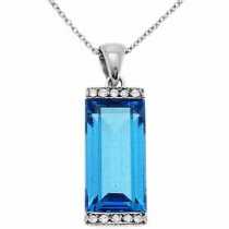 14 Ayar Altn  0.03 ct Prlanta Blue Topaz Kolye DP11093