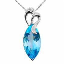14 Ayar Altn  0.01 ct Prlanta Blue Topaz Kolye DP11732