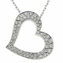 18 Ayar Beyaz Altn 0.49 ct Prlanta Kalp Kolye DP2935