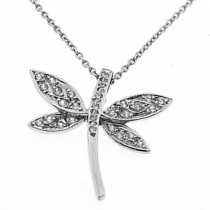 18 Ayar Beyaz Alt�n 0.17 ct P�rlanta Kelebek Kolye DP6342