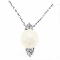 18 Ayar Beyaz Altn 0.09 ct Prlanta nci Kolye DP6449