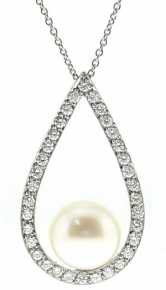 18 Ayar Beyaz Altn 0.61 ct Prlanta nci Kolye DP7003