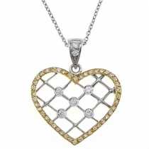 18 Ayar Altn  0.38 ct Prlanta Kalp Kolye DP7779