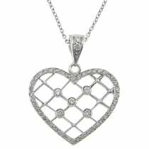 18 Ayar Altn  0.38 ct Prlanta Kalp Kolye DP7781