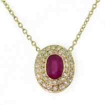 18 Ayar Altn  0.25 ct Prlanta-Yakut Kolye DP7890