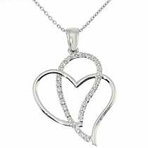 18 Ayar Altn  0.21 ct Prlanta ift Kalp Kolye DP7917