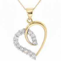 18 Ayar Altn  0.63 ct Prlanta Kalp Kolye DP7922