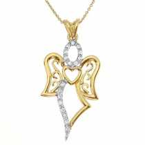 18 Ayar Altn  0.12 ct Prlanta Melek Kolye DP8584