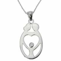 14 Ayar Altn  0.01 ct Prlanta Anne, Baba ve ocuk Kolye DP8610