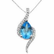 14 Ayar Altn  0.08 ct Prlanta Swiss Blue Topaz Kolye DP9180