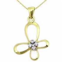 14 Ayar Altn  0.03 ct Prlanta Kelebek Kolye DP9418