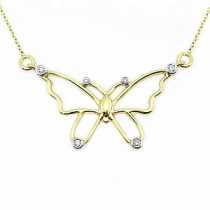 14 Ayar Altn  0.04 ct Prlanta Kelebek Kolye DP9423