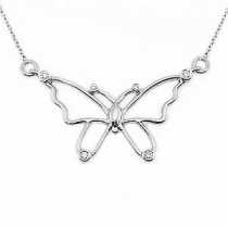 14 Ayar Altn  0.04 ct Prlanta Kelebek Kolye DP9424