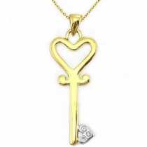 14 Ayar Altn  0.02 ct Prlanta Anahtar Kolye DP9426