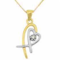14 Ayar Altn  0.02 ct Prlanta Kalp Kolye DP9427