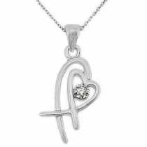 14 Ayar Altn  0.02 ct Prlanta Kalp Kolye DP9428