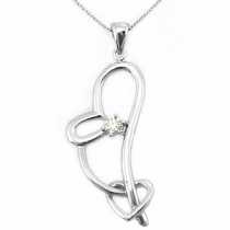 14 Ayar Altn  0.09 ct Prlanta Kalp Kolye DP9432