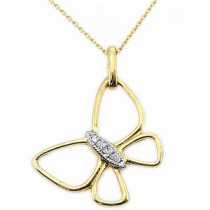 14 Ayar Altn  0.02 ct Prlanta Kelebek Kolye DP9443