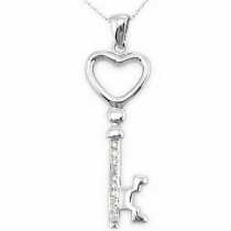 14 Ayar Altn  0.04 ct Prlanta Anahtar Kolye DP9444