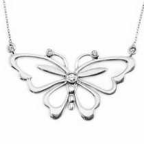 14 Ayar Altn  0.04 ct Prlanta Kelebek Kolye DP9447
