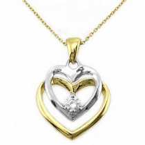 14 Ayar Altn  0.09 ct Prlanta Kalp Kolye DP9451