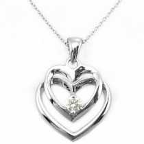 14 Ayar Altn  0.09 ct Prlanta Kalp Kolye DP9452