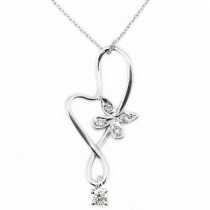 14 Ayar Altn  0.08 ct Prlanta Kelebek Kolye DP9473