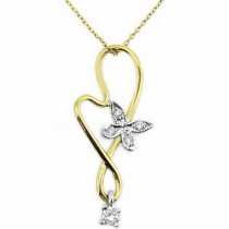 14 Ayar Altn  0.08 ct Prlanta Kelebek Kolye DP9475