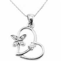 14 Ayar Altn  0.07 ct Prlanta Kalp Kolye DP9483