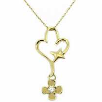 14 Ayar Altn  0.04 ct Prlanta Fantezi Kolye DP9488