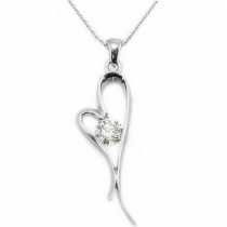 18 Ayar Altn  0.36 ct Prlanta Kalp Kolye DP9490