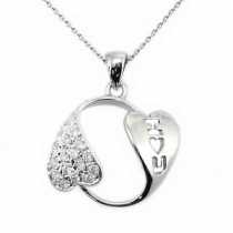 18Ayar Altn  0.21ct Prlanta Fantezi Seni Seviyorum Kolye DP9499