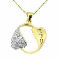18Ayar Altn  0.21ct Prlanta Fantezi Seni Seviyorum Kolye DP9500