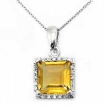 18 Ayar Altn  0.05 ct Prlanta Renkli Citrin Kolye DP9819