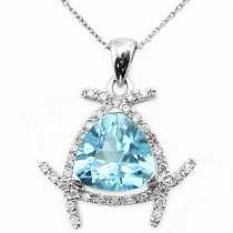 18 Ayar Altn  0.11 ct Prlanta Blue Topaz Kolye DP9820