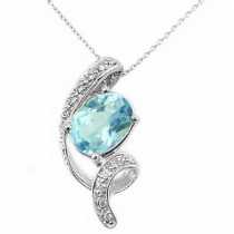 14 Ayar Altn  0.10 ct Prlanta Blue Topaz Kolye DP9822