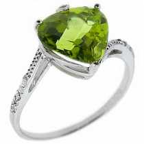 14 Ayar Altn  0.04 ct Prlanta Peridot Kalp Yzk DRF11545