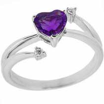14 Ayar Altn  0.04 ct Prlanta Ametist Kalp Yzk DRF11548
