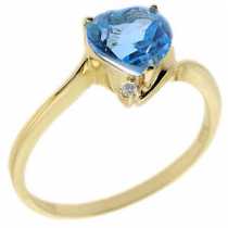 14 Ayar Altn  0.01 ct Prlanta Blue Topaz Kalp Yzk DRF11549