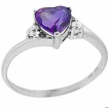 14 Ayar Altn  0.04 ct Prlanta Ametist Kalp Yzk DRF11552