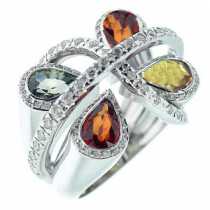 18 Ayar Beyaz Altn 0.48 ct Prlanta Safir Yzk DRF6203
