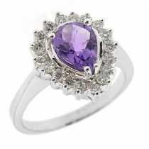 18 Ayar Beyaz Altn 0.53 ct Prlanta Ametist Yzk DRF6575