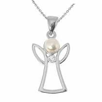 18 Ayar Altn  0.02 ct Prlanta ncili Melek Tek Ta Kolye PJP8579