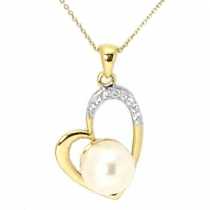18 Ayar Altn  0.06 ct Prlanta nci Kalp Kolye PJP8604