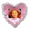 Pembe Kalp Fr Frl Saten Yastk